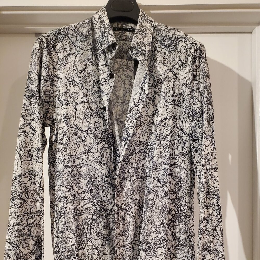 Theory Rare Printing Button Down Shirt Sz M